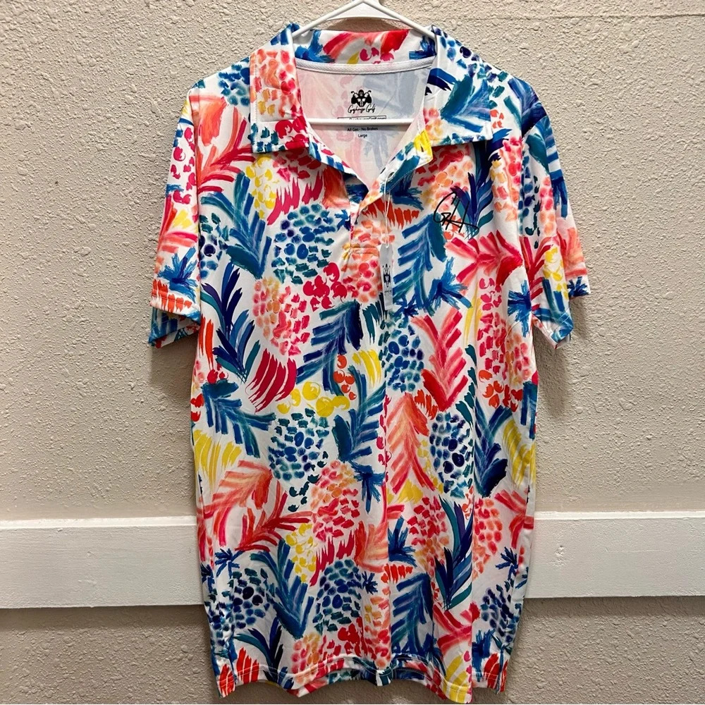 Gashouse Golf Graphic Pop Colorful Stretch Golf Club Shirt NWT - Picture 1 of 6